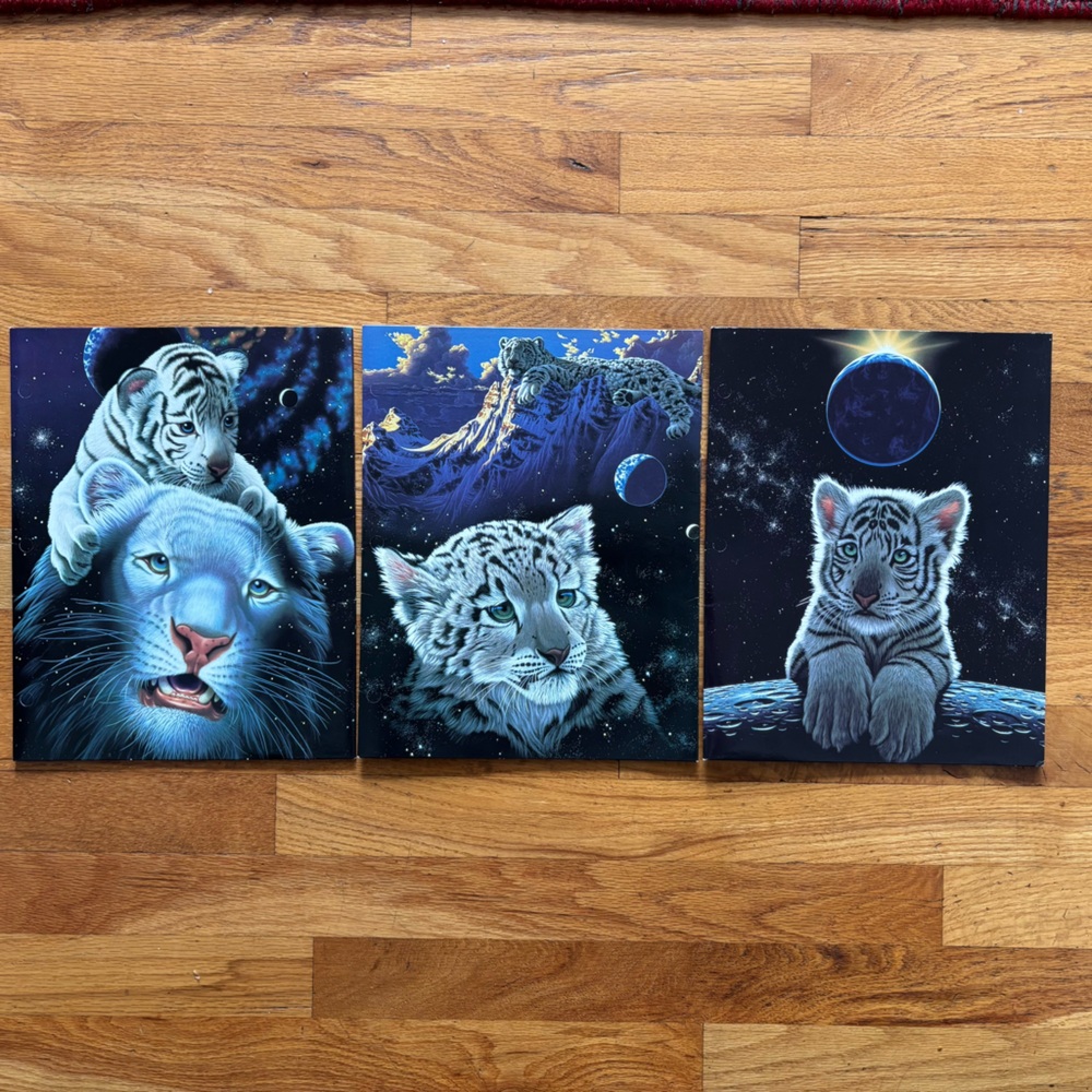Vintage Mead Schim‎ Schimmel Portfolio Folder Set Of 3 White tiger 1999 Retro